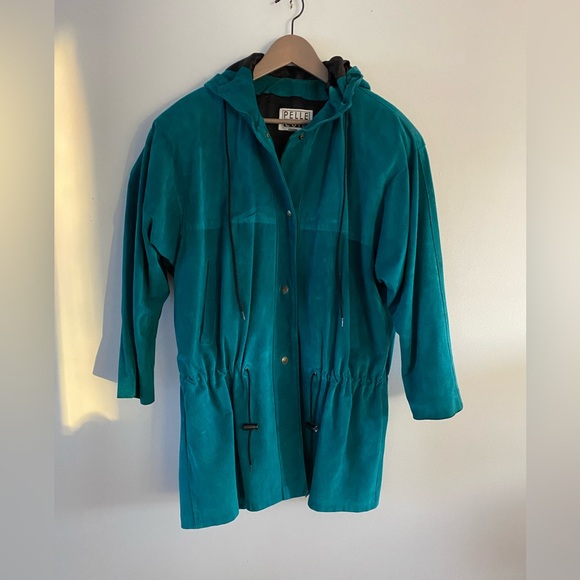 Spring Vintage 80s Turquoise Suede Jacket - S-L - Picture 1 of 8